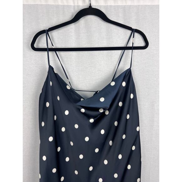 NWT Old Navy Dress Cowl Neck Slip Maxi Polka Dot Satin Romantic Party Retro - Picture 4 of 8
